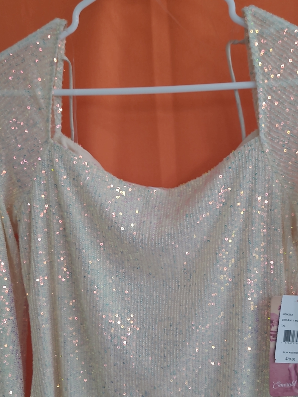 Emerald Sundae Slim Neutral Sequin Bodycon Cocktail Dress XXL Fits 12-14 - Picture 5 of 13
